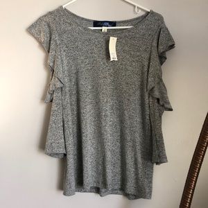 Francesca’s “Blue Rain” Cold Shoulder Blouse